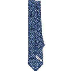 CRAVATTA SARTORIALE CLASSICA IN SETA BLU Microfantasia fiore
