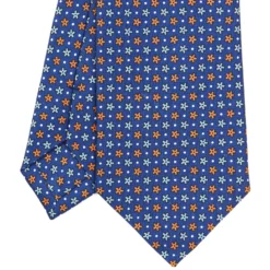 CRAVATTA SARTORIALE CLASSICA IN SETA BLU Microfantasia fiore