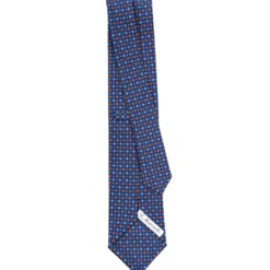 CRAVATTA SARTORIALE CLASSICA IN SETA BLU Microfantasia fiore