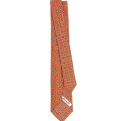 CRAVATTA SARTORIALE 7 CM IN SETA ARANCIONE Microfantasia fiore