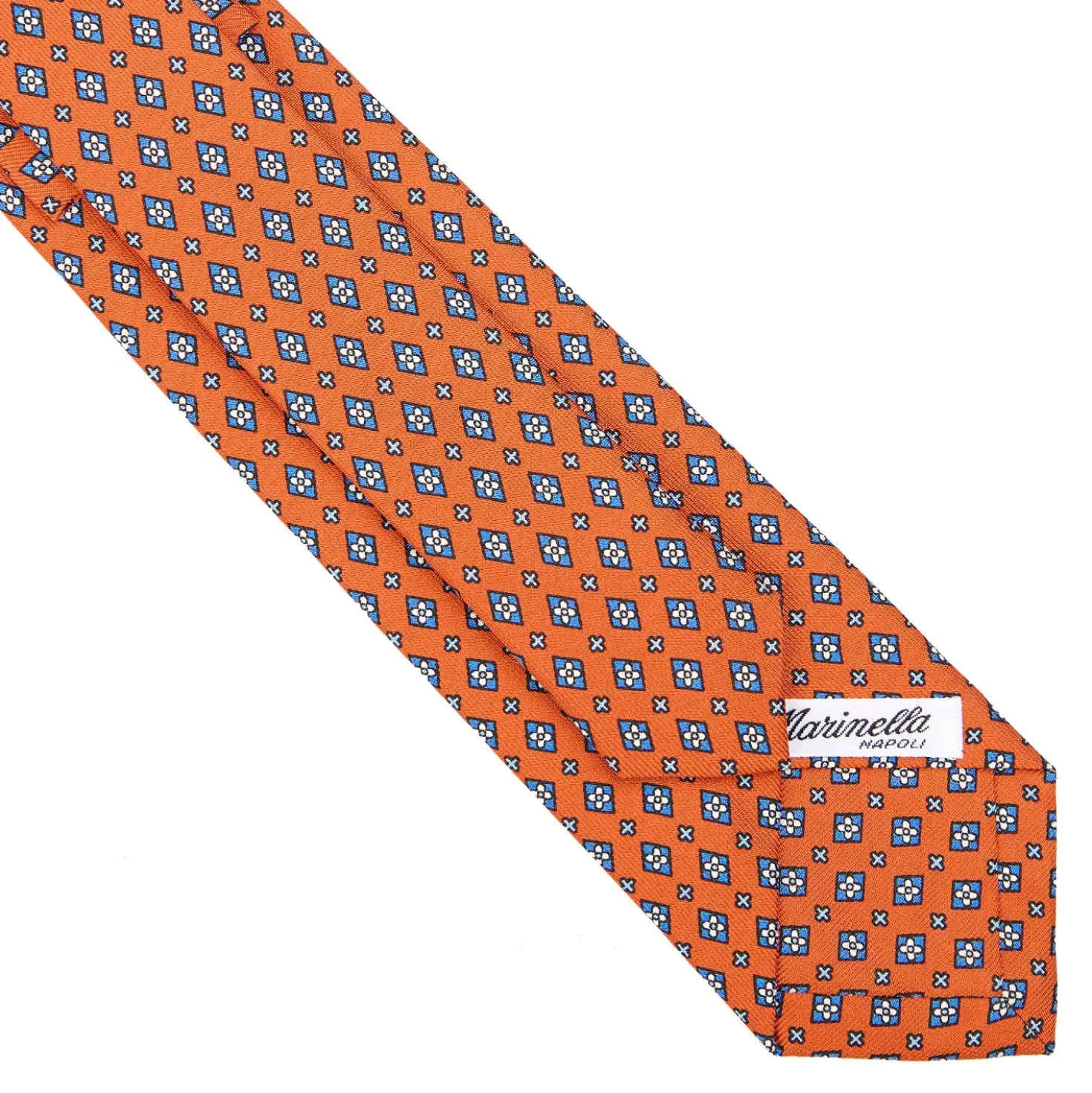CRAVATTA SARTORIALE 7 CM IN SETA ARANCIONE Microfantasia fiore