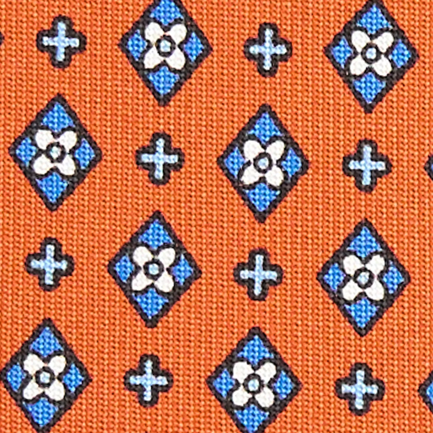 CRAVATTA SARTORIALE 7 CM IN SETA ARANCIONE Microfantasia fiore