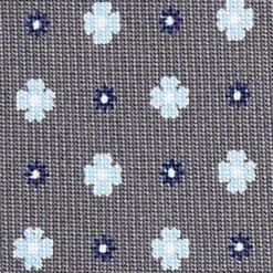 CRAVATTA SARTORIALE 7 CM IN SETA GRIGIO SCURO Microfantasia fiore
