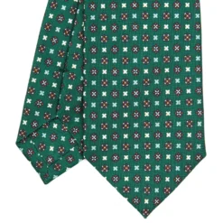 CRAVATTA SARTORIALE 7 CM IN SETA VERDE SCURO Microfantasia fiore