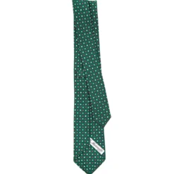 CRAVATTA SARTORIALE 7 CM IN SETA VERDE SCURO Microfantasia fiore