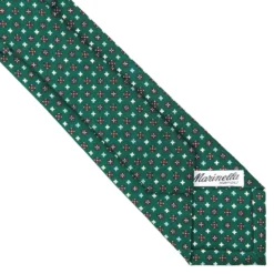 CRAVATTA SARTORIALE 7 CM IN SETA VERDE SCURO Microfantasia fiore
