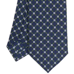 CRAVATTA SARTORIALE 7 CM IN SETA BLU SCURO Microfantasia fiore