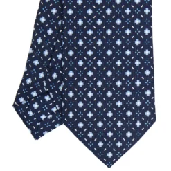 CRAVATTA SARTORIALE 7 CM IN SETA BLU SCURO Microfantasia fiore