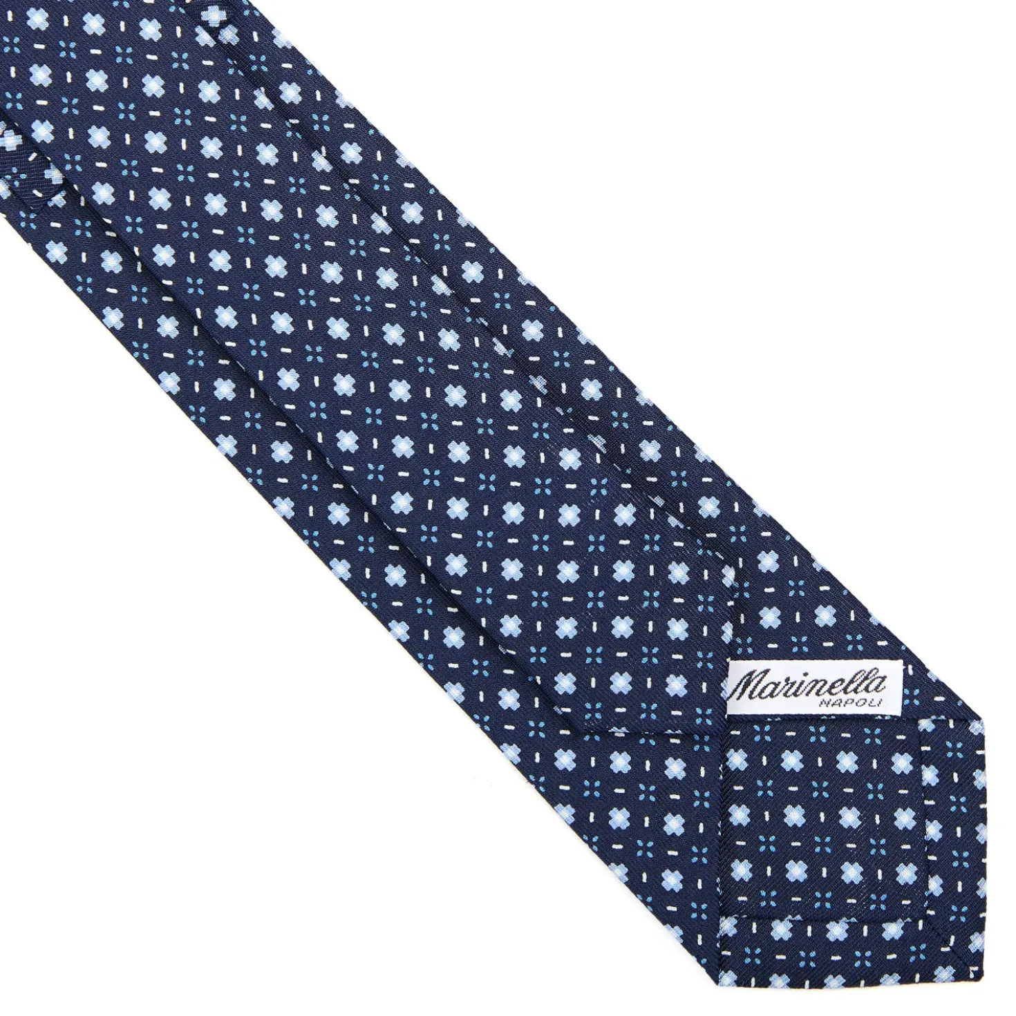 CRAVATTA SARTORIALE 7 CM IN SETA BLU SCURO Microfantasia fiore