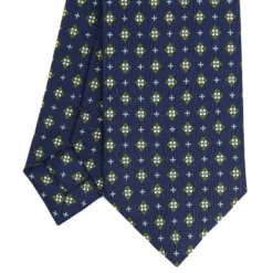 CRAVATTA SARTORIALE 7 CM IN SETA BLU SCURO Microfantasia fiore