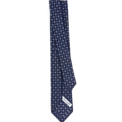CRAVATTA SARTORIALE 7 CM IN SETA BLU SCURO Microfantasia fiore