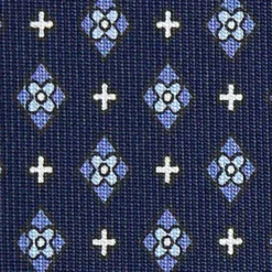 CRAVATTA SARTORIALE 7 CM IN SETA BLU SCURO Microfantasia fiore