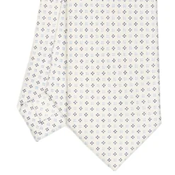 CRAVATTA SARTORIALE 7 CM IN SETA BIANCA Microfantasia fiore