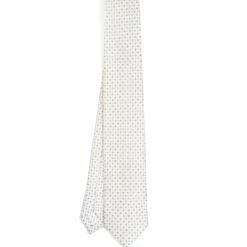 CRAVATTA SARTORIALE 7 CM IN SETA BIANCA Microfantasia fiore
