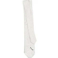 CRAVATTA SARTORIALE 7 CM IN SETA BIANCA Microfantasia fiore