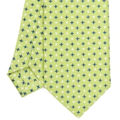 CRAVATTA SARTORIALE 7 CM IN SETA VERDE CHIARO Microfantasia fiore