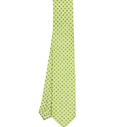 CRAVATTA SARTORIALE 7 CM IN SETA VERDE CHIARO Microfantasia fiore