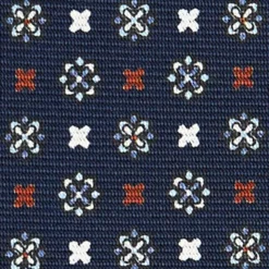 CRAVATTA SARTORIALE 7 CM IN SETA BLU SCURO Microfantasia fiore