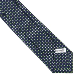 CRAVATTA SARTORIALE 7 CM IN SETA BLU SCURO Microfantasia fiore
