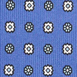 CRAVATTA SARTORIALE 7 CM IN SETA AZZURRO POLVERE Microfantasia fiore