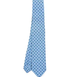 CRAVATTA SARTORIALE 7 CM IN SETA AZZURRA Microfantasia fiore