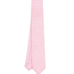 CRAVATTA SARTORIALE 7 CM IN SETA ROSA Microfantasia fiore