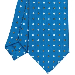 CRAVATTA SARTORIALE 7 CM IN SETA BLU MEDIO Microfantasia fiore