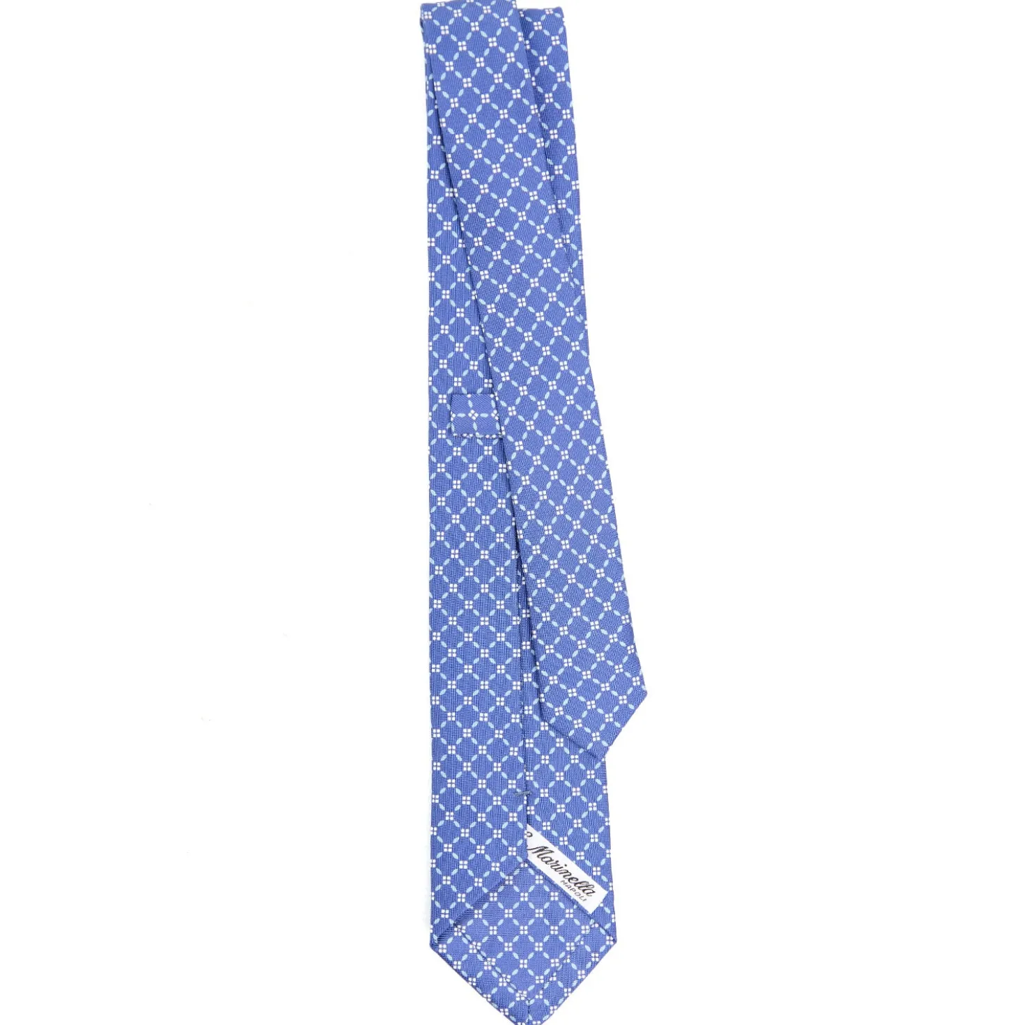 CRAVATTA SARTORIALE 7 CM IN SETA AZZURRO POLVERE Microfantasia fiore