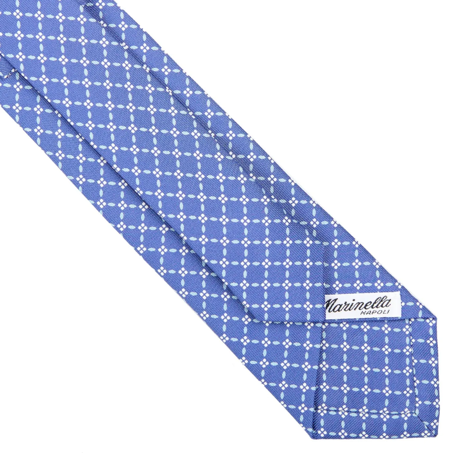 CRAVATTA SARTORIALE 7 CM IN SETA AZZURRO POLVERE Microfantasia fiore