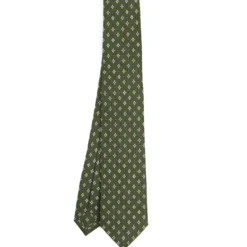 CRAVATTA SARTORIALE 7 CM IN SETA VERDE OLIVA Microfantasia fiore