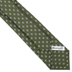 CRAVATTA SARTORIALE 7 CM IN SETA VERDE OLIVA Microfantasia fiore