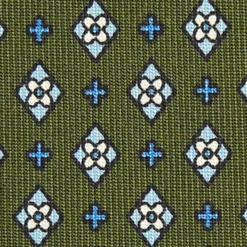 CRAVATTA SARTORIALE 7 CM IN SETA VERDE OLIVA Microfantasia fiore