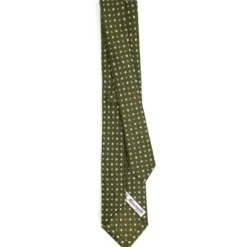 CRAVATTA SARTORIALE 7 CM IN SETA VERDE OLIVA Microfantasia fiore