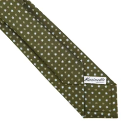 CRAVATTA SARTORIALE 7 CM IN SETA VERDE OLIVA Microfantasia fiore