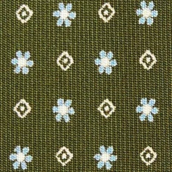 CRAVATTA SARTORIALE 7 CM IN SETA VERDE OLIVA Microfantasia fiore