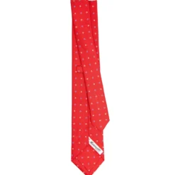 CRAVATTA SARTORIALE 7 CM IN SETA ROSSA Microfantasia fiore