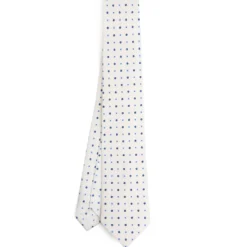 CRAVATTA SARTORIALE 7 CM IN SETA BIANCA Microfantasia fiore