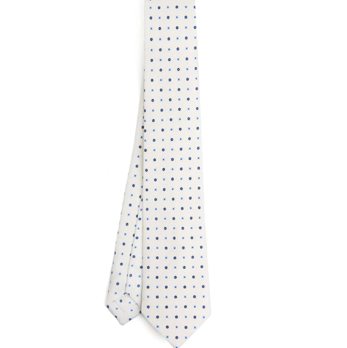 CRAVATTA SARTORIALE 7 CM IN SETA BIANCA Microfantasia fiore