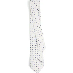 CRAVATTA SARTORIALE 7 CM IN SETA BIANCA Microfantasia fiore