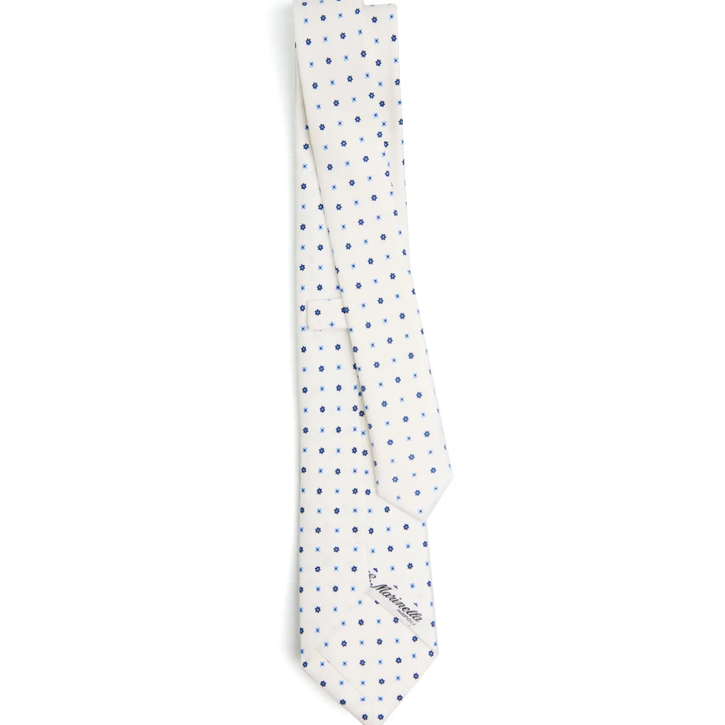 CRAVATTA SARTORIALE 7 CM IN SETA BIANCA Microfantasia fiore