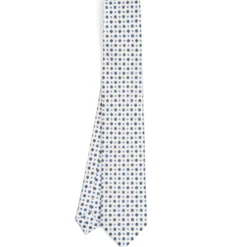 CRAVATTA SARTORIALE 7 CM IN SETA BIANCA Microfantasia fiore