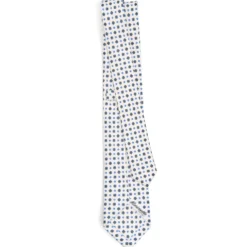 CRAVATTA SARTORIALE 7 CM IN SETA BIANCA Microfantasia fiore