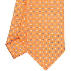 CRAVATTA SARTORIALE 7 CM IN SETA ARANCIONE Microfantasia fiore