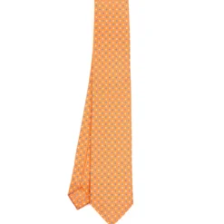 CRAVATTA SARTORIALE 7 CM IN SETA ARANCIONE Microfantasia fiore