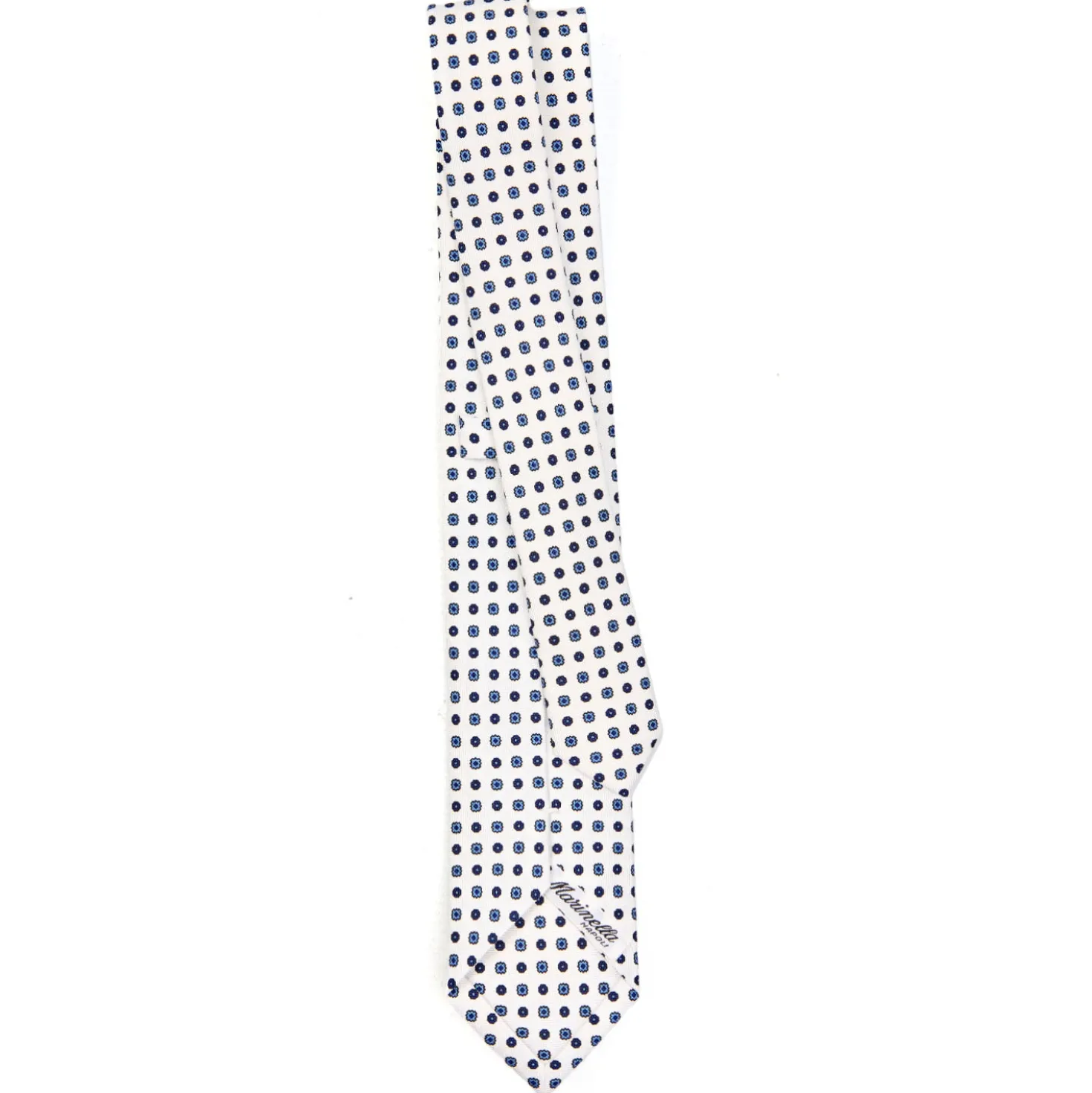 CRAVATTA SARTORIALE 7 CM IN SETA BIANCA Microfantasia fiore
