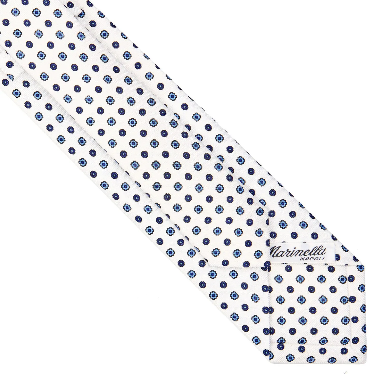 CRAVATTA SARTORIALE 7 CM IN SETA BIANCA Microfantasia fiore