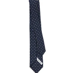 CRAVATTA SARTORIALE 7 CM IN SETA BLU SCURO Microfantasia fiore