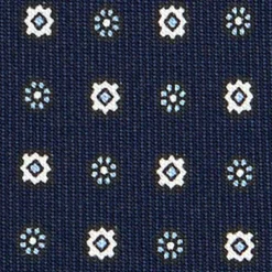 CRAVATTA SARTORIALE 7 CM IN SETA BLU SCURO Microfantasia fiore