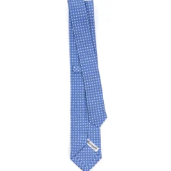 CRAVATTA SARTORIALE 7 CM IN SETA AZZURRO POLVERE Microfantasia fiore