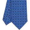 CRAVATTA SARTORIALE 7 CM IN SETA BLU Microfantasia fiore